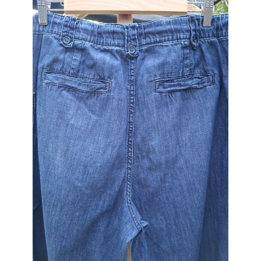 We The Free Blue Wide Leg Elastic Waistband Utility Cargo Jeans Large - Picture 7 of 13